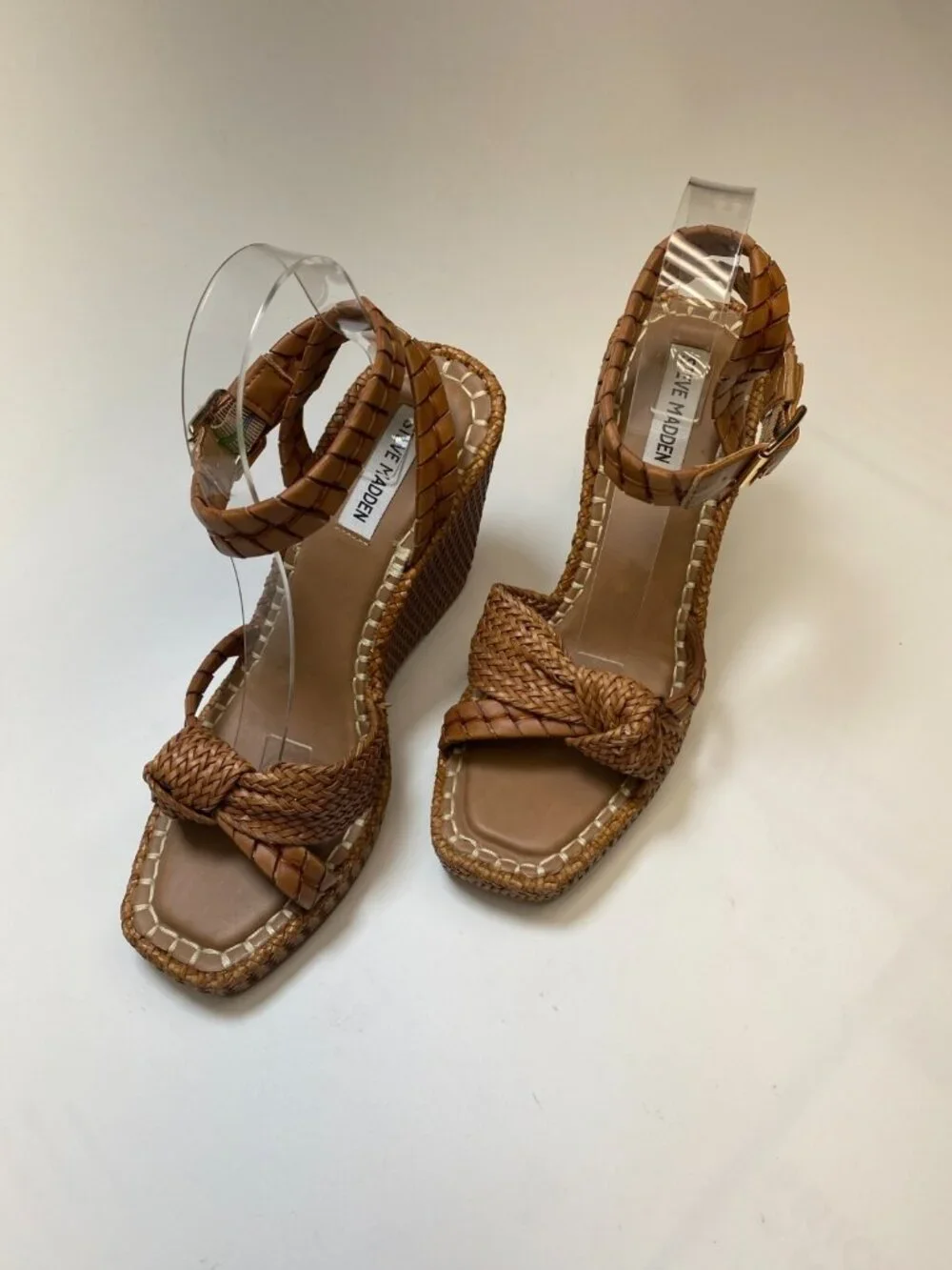 Steve Madden Womens Jylan Wedge Sandal In Cognac Sz 9